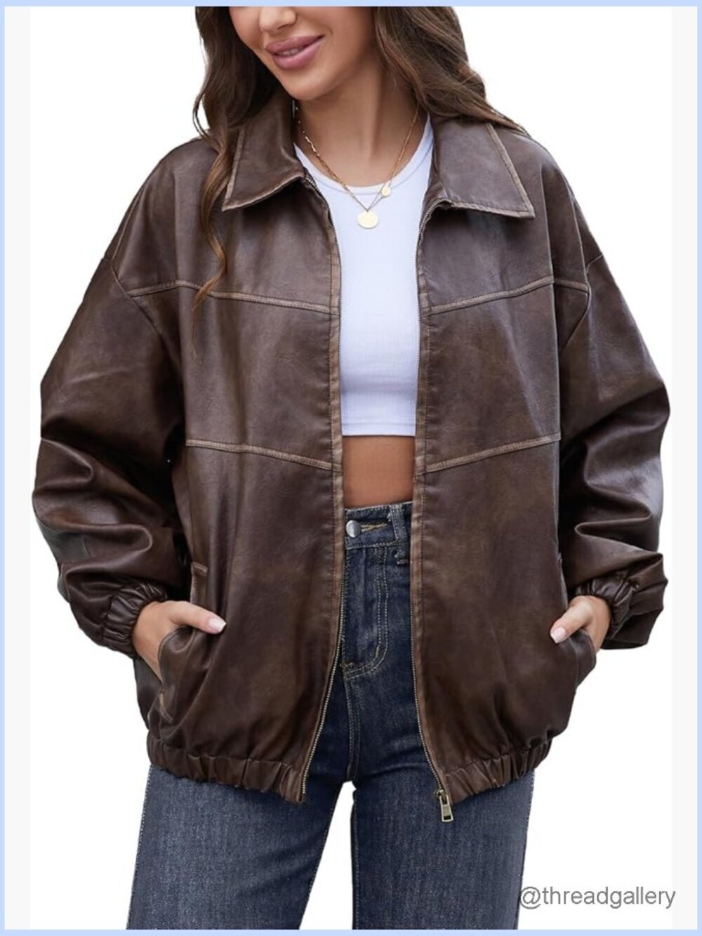 Oversized Y2K Faux Leather Motorcycle Jacket Vintage Streetwear Coat